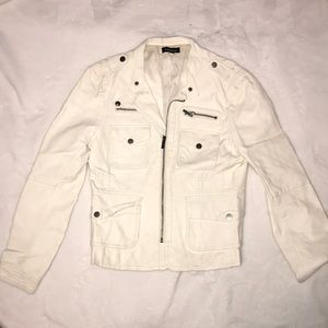 BEBE white leather jacket size M